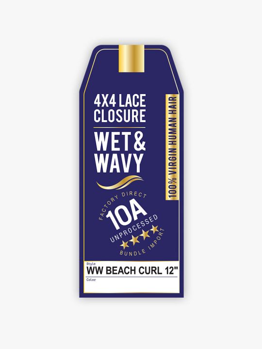 10A WET & WAVY 4X4 LACE CLOSURE – BEACH CURL 12″