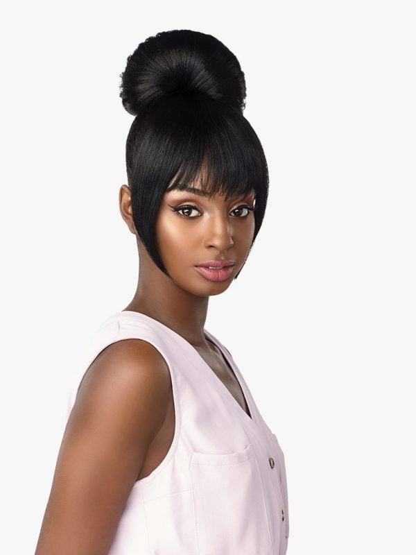 Instant Bun With Bangs Sensationnel As the name implies, a messy bun should be one of the easiest hairstyles to master. instant bun with bangs sensationnel